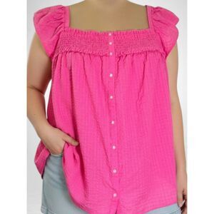 OLD NAVY Flutter-Sleeve Smocked Seersucker Swing Blouse, NEW! Size 4X